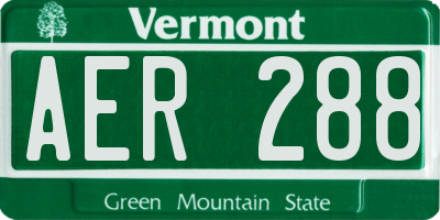 VT license plate AER288
