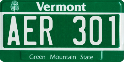 VT license plate AER301
