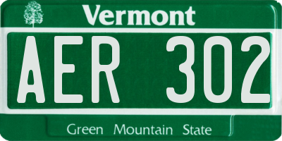 VT license plate AER302