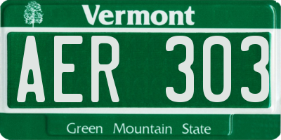 VT license plate AER303