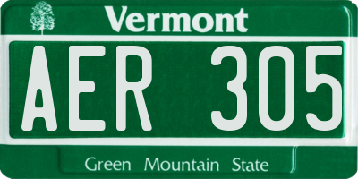 VT license plate AER305