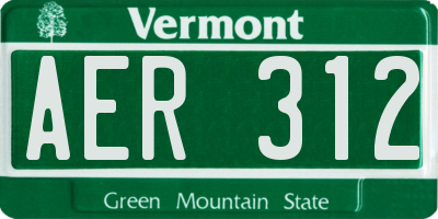 VT license plate AER312