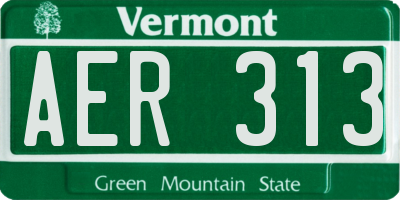 VT license plate AER313