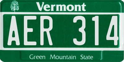 VT license plate AER314