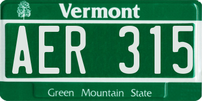 VT license plate AER315