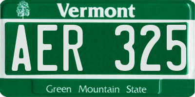 VT license plate AER325