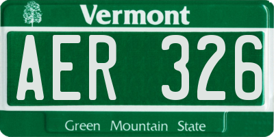 VT license plate AER326