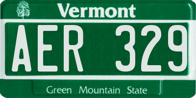 VT license plate AER329