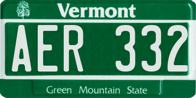 VT license plate AER332