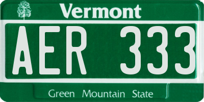 VT license plate AER333