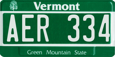 VT license plate AER334