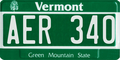 VT license plate AER340