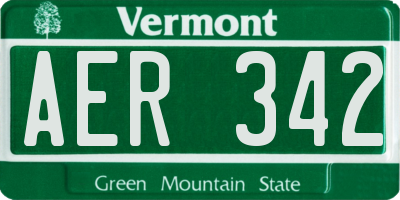 VT license plate AER342