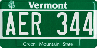 VT license plate AER344