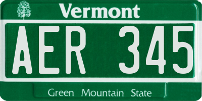 VT license plate AER345