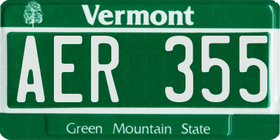 VT license plate AER355