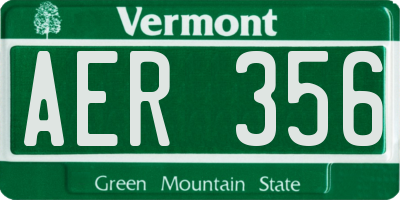 VT license plate AER356