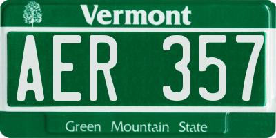 VT license plate AER357