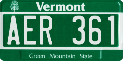 VT license plate AER361