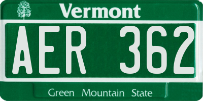 VT license plate AER362