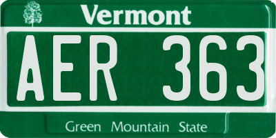 VT license plate AER363