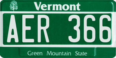 VT license plate AER366