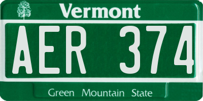 VT license plate AER374