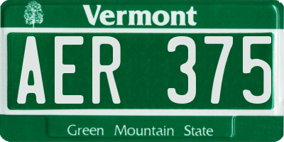 VT license plate AER375
