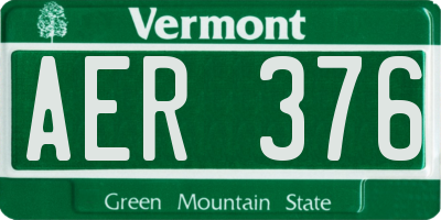VT license plate AER376