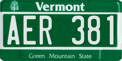 VT license plate AER381