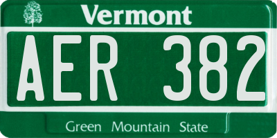 VT license plate AER382