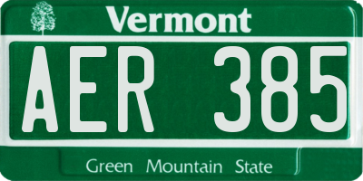 VT license plate AER385