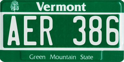VT license plate AER386