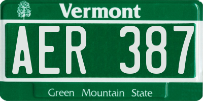 VT license plate AER387
