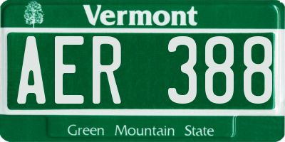 VT license plate AER388
