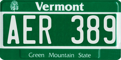 VT license plate AER389