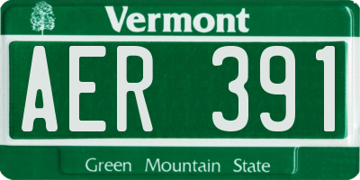 VT license plate AER391