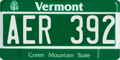 VT license plate AER392