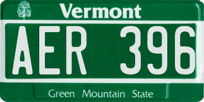VT license plate AER396