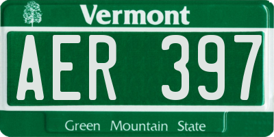 VT license plate AER397