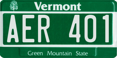VT license plate AER401