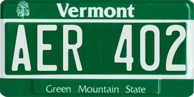 VT license plate AER402