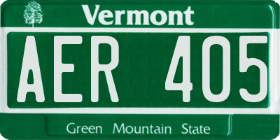 VT license plate AER405