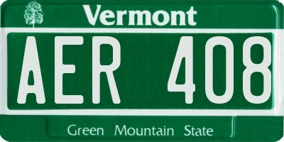 VT license plate AER408