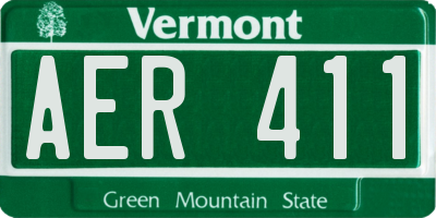VT license plate AER411