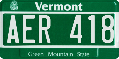 VT license plate AER418
