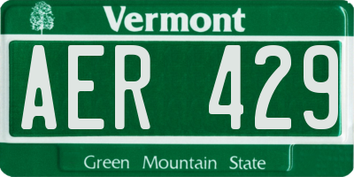 VT license plate AER429