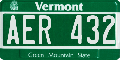 VT license plate AER432