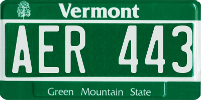 VT license plate AER443