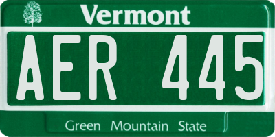 VT license plate AER445